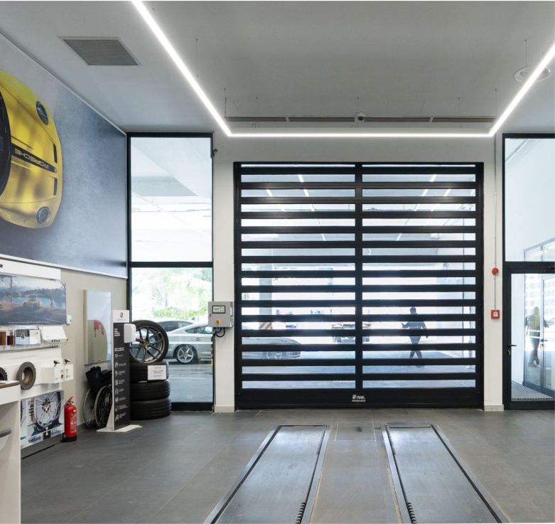 PAW EZ-8010 tam görüşlü turbo kapı şeffaf panelli endüstriyel hızlı kapı sistemi