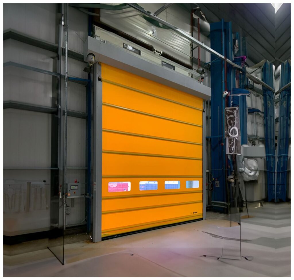 Sarmal kapı – yüksek hızlı PVC branda kapı endüstriyel üretim alanı uygulaması